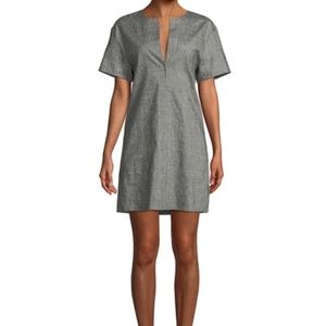 Theory Split Neck Sharkskin Shift Dress Medium